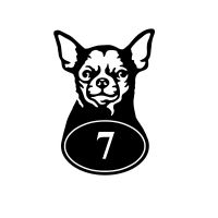 Chihuahua Iron House Number Sign On White Background 