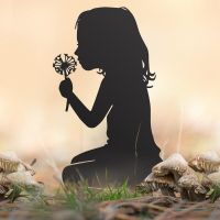 Girl With Flower Iron Silhouette in Use Outdoors