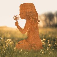 Girl With Flower Iron Silhouette in Situ in a Field