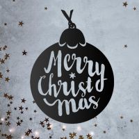 Christmas Bauble Steel Wall Art in Situ on a Rustic Wall