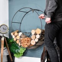 Circular Iron Wall Mounted Log Holder to Scale