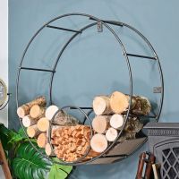 Circular Iron Wall Mounted Log Holder in Situ in the Home