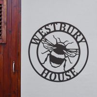 Circular Steel House Name Sign with Bumble Bee Design