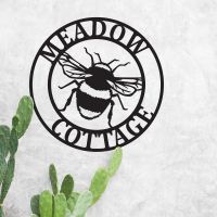 Situ Shot of Circular Steel House Name Sign with Bumble Bee Design