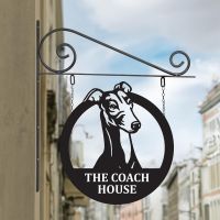 Circular Steel Hanging House Name Sign with Greyhound Design