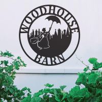 Circular Steel House Name Sign with Mary Poppins Design Circular Steel House Name Sign with Mary Poppins Design