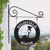 Circular Steel Robins Hanging House Name Sign Circular Steel Robins Hanging House Name Sign