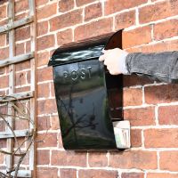 "Cityscape" Black Contemporary Post Box With Lock and Newspaper Holder to Scale