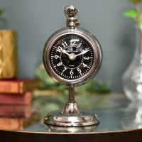 Telescopic table clock finished in bright chrome Telescopic table clock finished in bright chrome