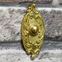 Clarice Oval Polished Brass Ornate Door Bell Press Clarice Oval Polished Brass Ornate Door Bell Press