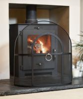 Classic Black Arched Fire Guard with Circular Handle Classic Black Arched Fire Guard with Circular Handle