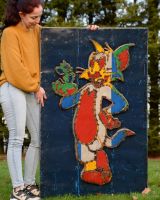 Classic Cartoon Cat and Mouse Friends Oil Drum Scrap Metal Wall Art 