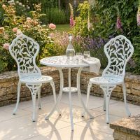 Classic White "Rosette" Two Seater Bistro Set digital illustration dressed table