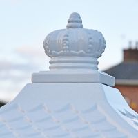 Classic White Freestanding Huntingdon Post Box close up of crown detailing Classic White Freestanding Huntingdon Post Box close up of crown detailing