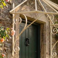 "Honeysuckle Cottage" Wrought Iron Door Canopy close up