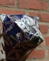 ‘Glacier’ the Bear Head Mount Wall Art mounted on brick wall close up of geometric design