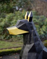 ‘Duke’ the Sitting Doberman Upcycled Oil Drum Garden Sculpture side profile of head