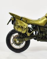 close up of back wheel detail on industrial home decor sculpture