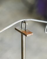 Close up of balancing element of recycled metal art sculpture