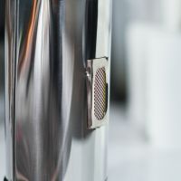 Close up of striker strip on steel match holder