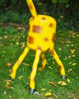 Close up of body detail on recycled metal giraffe sculpture