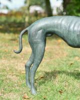 Close up of intricate detail on greyhound garden statue