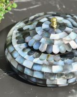 Top view of iridescent detailing on trinket bowl