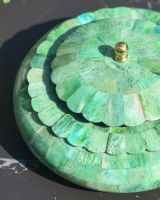 Top view of vibrant green jewellery box