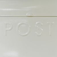 Close Up Of Embossed Lettering On Cream Post Box