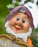 Close up of intricate face detail on "Phineas" the Welcoming Garden Gnome Close up of intricate face detail on "Phineas" the Welcoming Garden Gnome