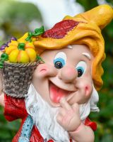 Close up of intricate face detail on "Monty" the Garden Gnome