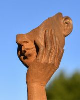 Rustic Cast Iron "In Thought" Garden Sculpture