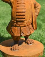 close up of jacket detail on hare garden and patio statue close up of jacket detail on hare garden and patio statue