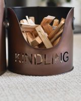 kindling bucket close up antique copper