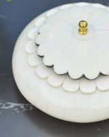 Close up of intricate detail on trinket bowl