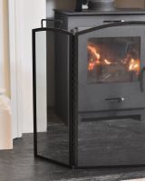 Close up of mesh detail on black fire guard Close up of mesh detail on black fire guard