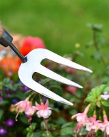 Stainless Steel Garden Hand Fork Close Up Stainless Steel Garden Hand Fork Close Up