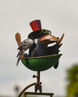 Metal "Whimsical Bird" Balancing Garden Spike