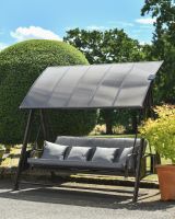 Close up of moveable light shade on "Thornbury" Reclining Swing Seat with Built-in Solar Lights