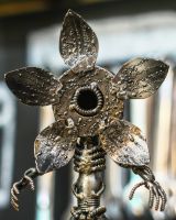 Close up of scrap metal art sculpture