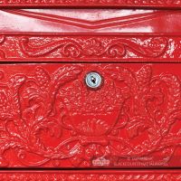 Close-up of the Ornate Design on the Front of the Post Box Close-up of the Ornate Design on the Front of the Post Box