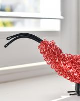 Close up of tail in recycled cockerel sculpture