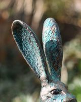 Close Up Of The Intricate Details On The Cast Aluminium Sitting Rabbit Sculpture