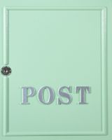 Close up of the Front Panel for the Mint Green "Oxford" Wall Mounted Post Box with Silver Detail Close up of the Front Panel for the Mint Green "Oxford" Wall Mounted Post Box with Silver Detail