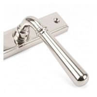 Close-up of the Handle for The Slimline Smooth Lever Espagnolette Door Latch in Polished Nickel