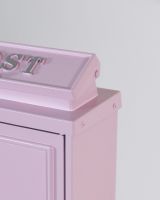 Close up of the Hinge and Corners of the Pink "Oxford" Wall Mounted Post Box with Silver Detail Close up of the Hinge and Corners of the Pink "Oxford" Wall Mounted Post Box with Silver Detail