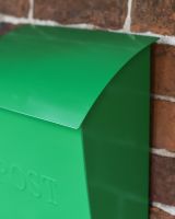 Close Up Of Te Modern Green Wall Mounted Post Box