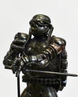 Close up of Scrap Metal "Lorenzo" Fighting Turtle Ornament 