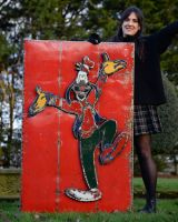 "Clumsy Companion" Oil Drum Scrap Metal Wall Art