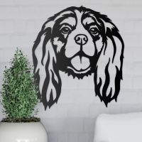 Metal Cavalier King Charles Spaniel Wall Art on a Grey Wall